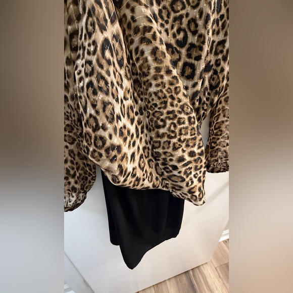 White House Black Market Leopard & Gold Lurex Mini Dress - Picture 6 of 11